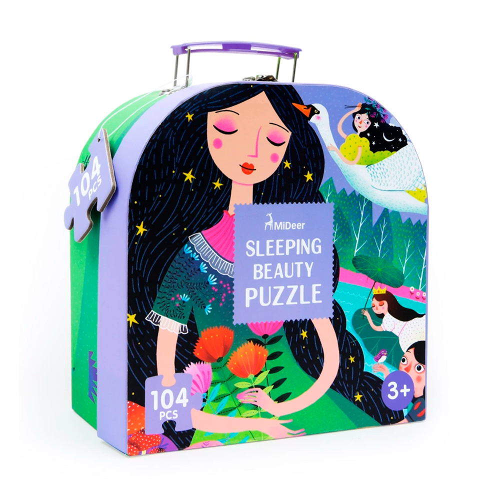 🧩 Pack de 3 x 2 Maletas de Puzzles: Bella durmiente + dinosaurios + Mapa mundi