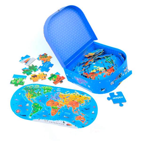 🧩 Pack de 3 x 2 Maletas de Puzzles: Bella durmiente + dinosaurios + Mapa mundi