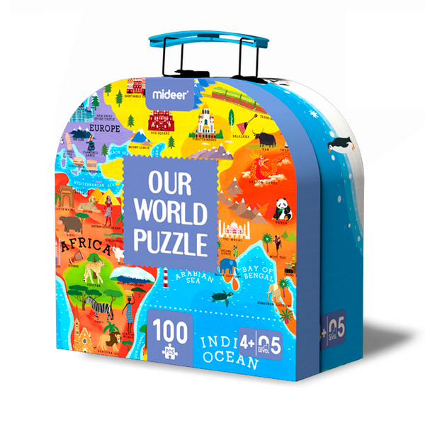 🧩 Pack de 3 x 2 Maletas de Puzzles: Bella durmiente + dinosaurios + Mapa mundi