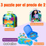 🧩 Pack de 3 x 2 Maletas de Puzzles: Bella durmiente + dinosaurios + Mapa mundi