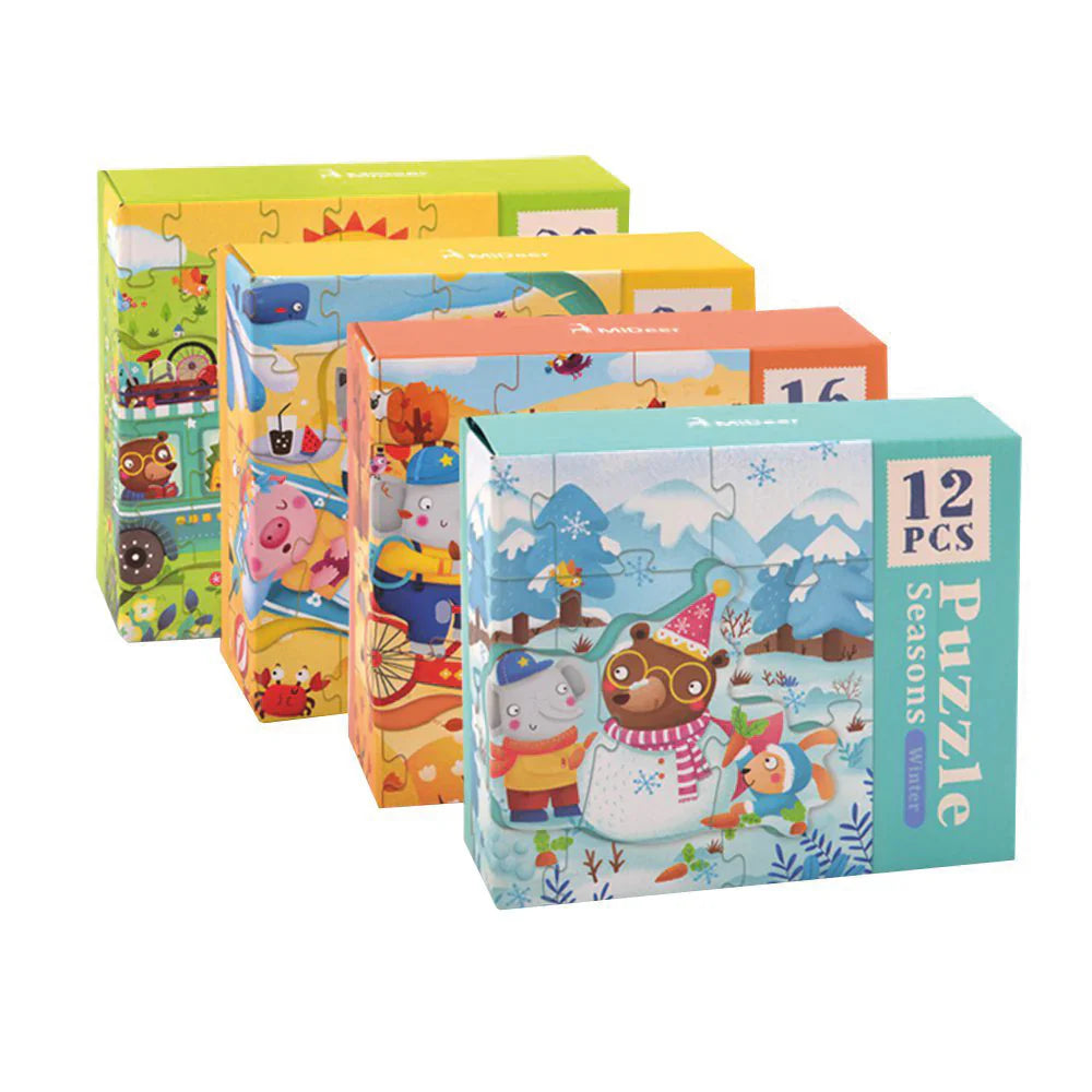 ¡Maleta 4 Puzzles de las Estaciones! - Desarrollo y Aprendizaje para Niños