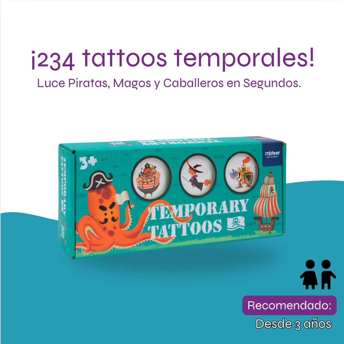 ¡Más de 50 tatuajes Temporales de Piratas y Aventuras Marinas! 🏴☠️
