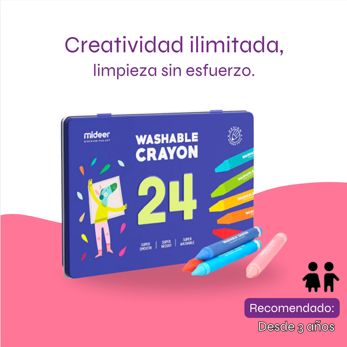 Washable Crayon 24 - Caja Metálica